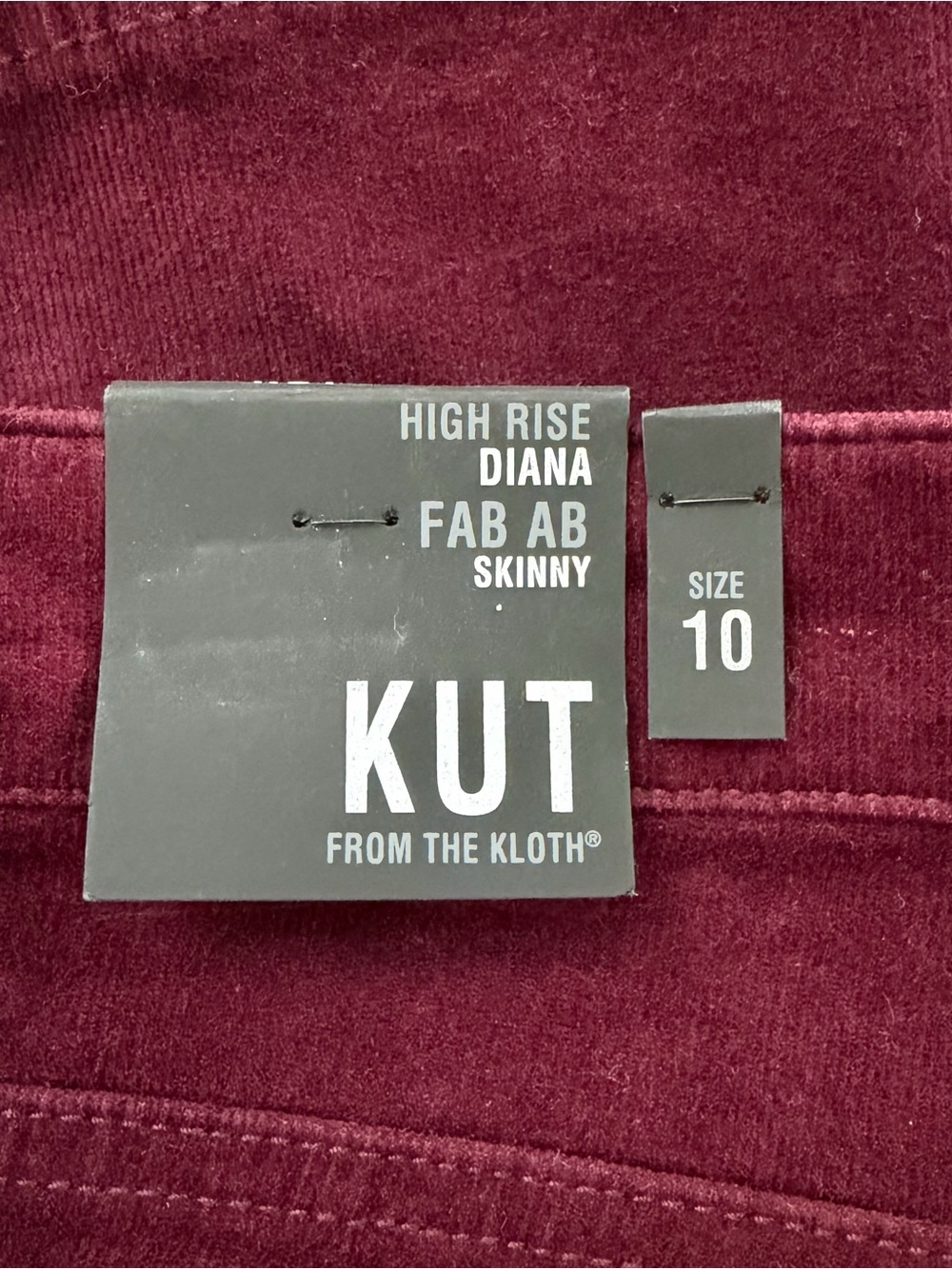 Kut from the Kloth Diana High-Rise Skinny Pants - Burgundy Corduroy - Picture 5 of 7